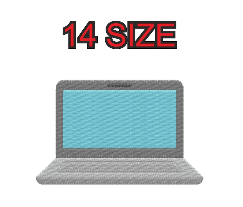 Embroidery Design Laptop Computer Multiple Size Silhouette Patch ...