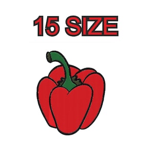Embroidery design vegetable pepper Multiple size silhouette patch instant download files patterns digital machine stitch  mini maxi pes dst…