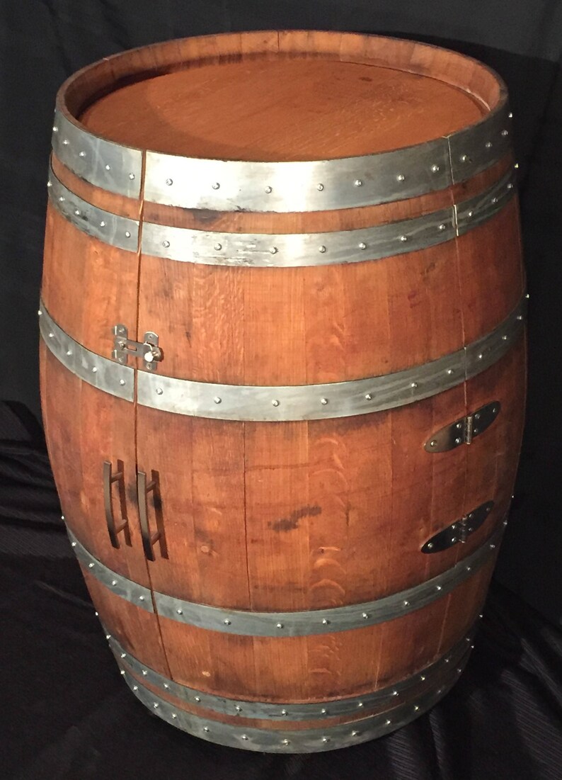 Wine Barrel Liquor Cabinet Wine And Glass Storage Natural Or Etsy