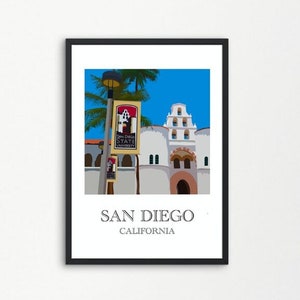 Minimalist San Diego State University Campus Poster (San Diego, California) INSTANT DOWNLOAD