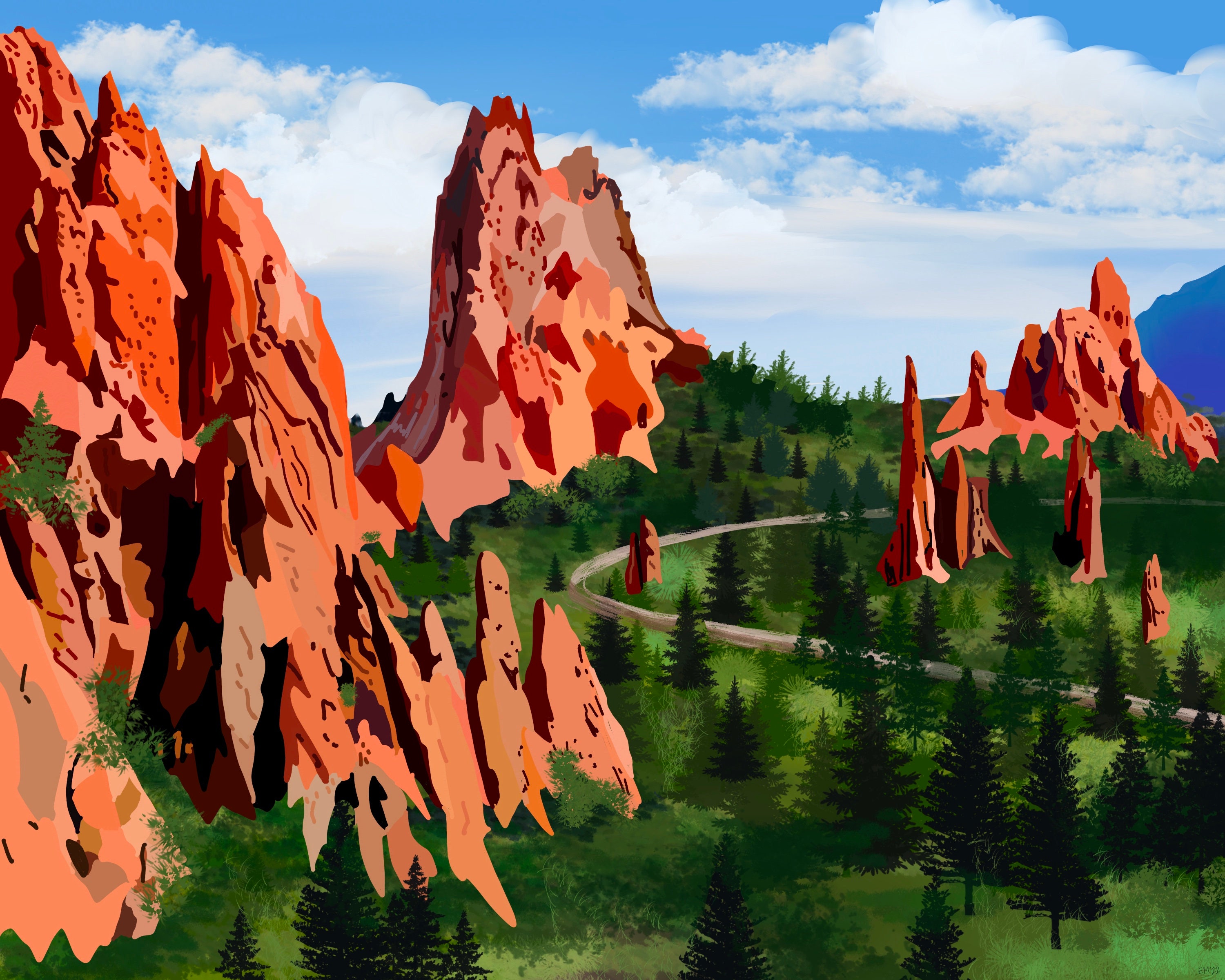 Garden of the Gods Digital Painting - Etsy