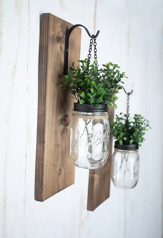 Mason Jar Hanging Planter Home Decor Wall Decor Rustic Etsy