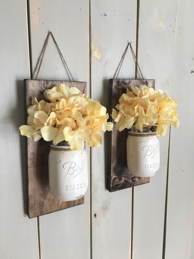 Floral Wall Sconce Individual Mason Jar Sconce Flower Vase Etsy