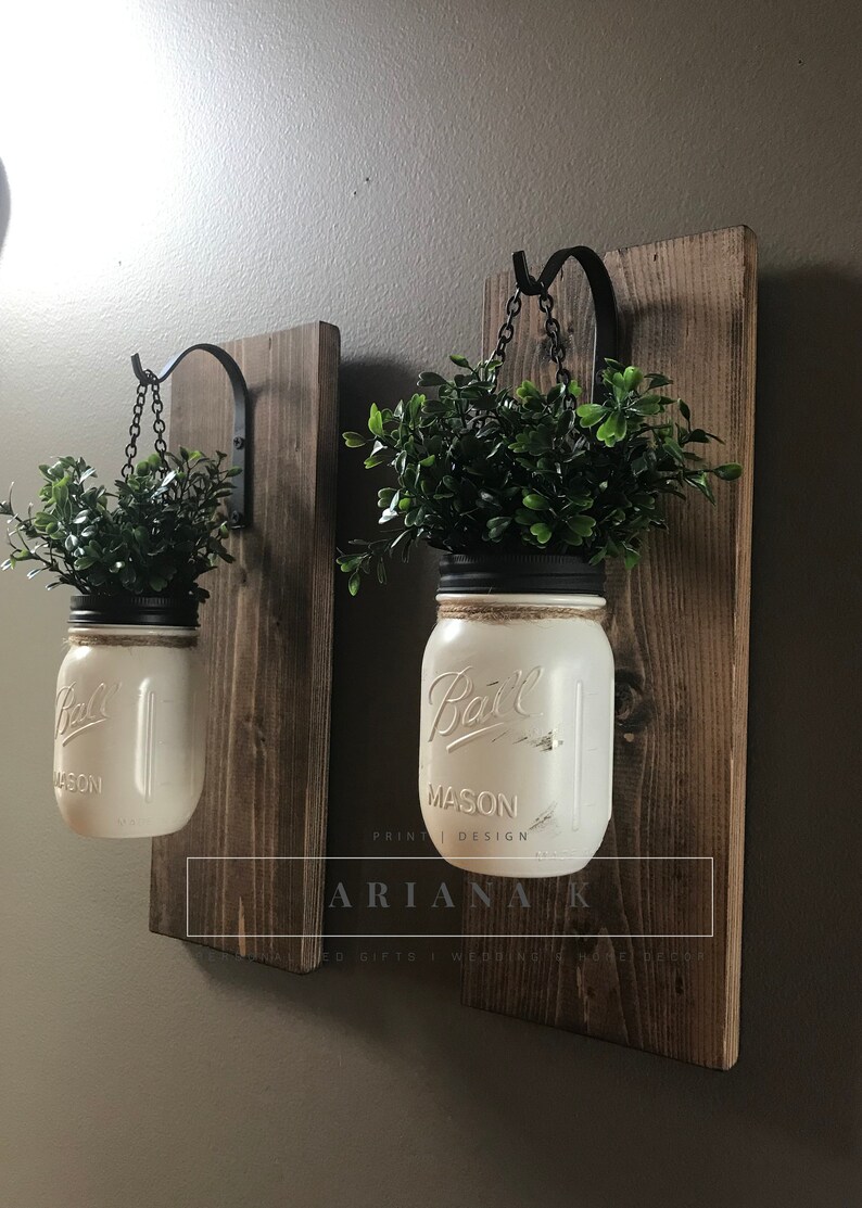 Hanging mason jar wall sconce mason jar sconce with lights Etsy