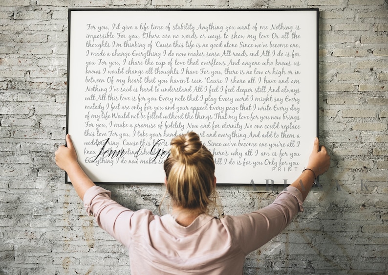 Custom Song Lyrics Wall Art Custom Vinyl Record Art Print EE1