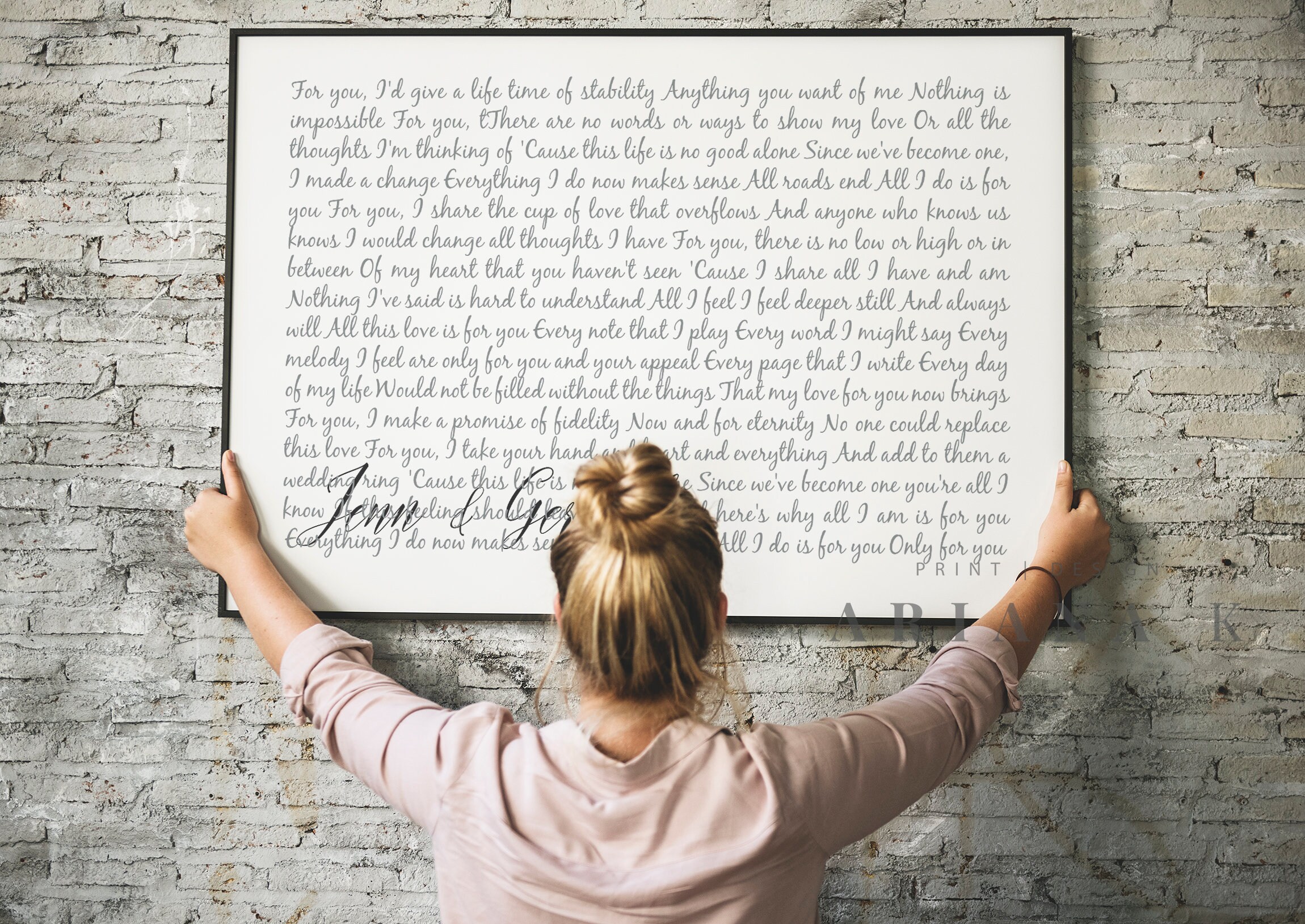 Song lyrics wall art print Framed song lyric wall art Custom | Etsy