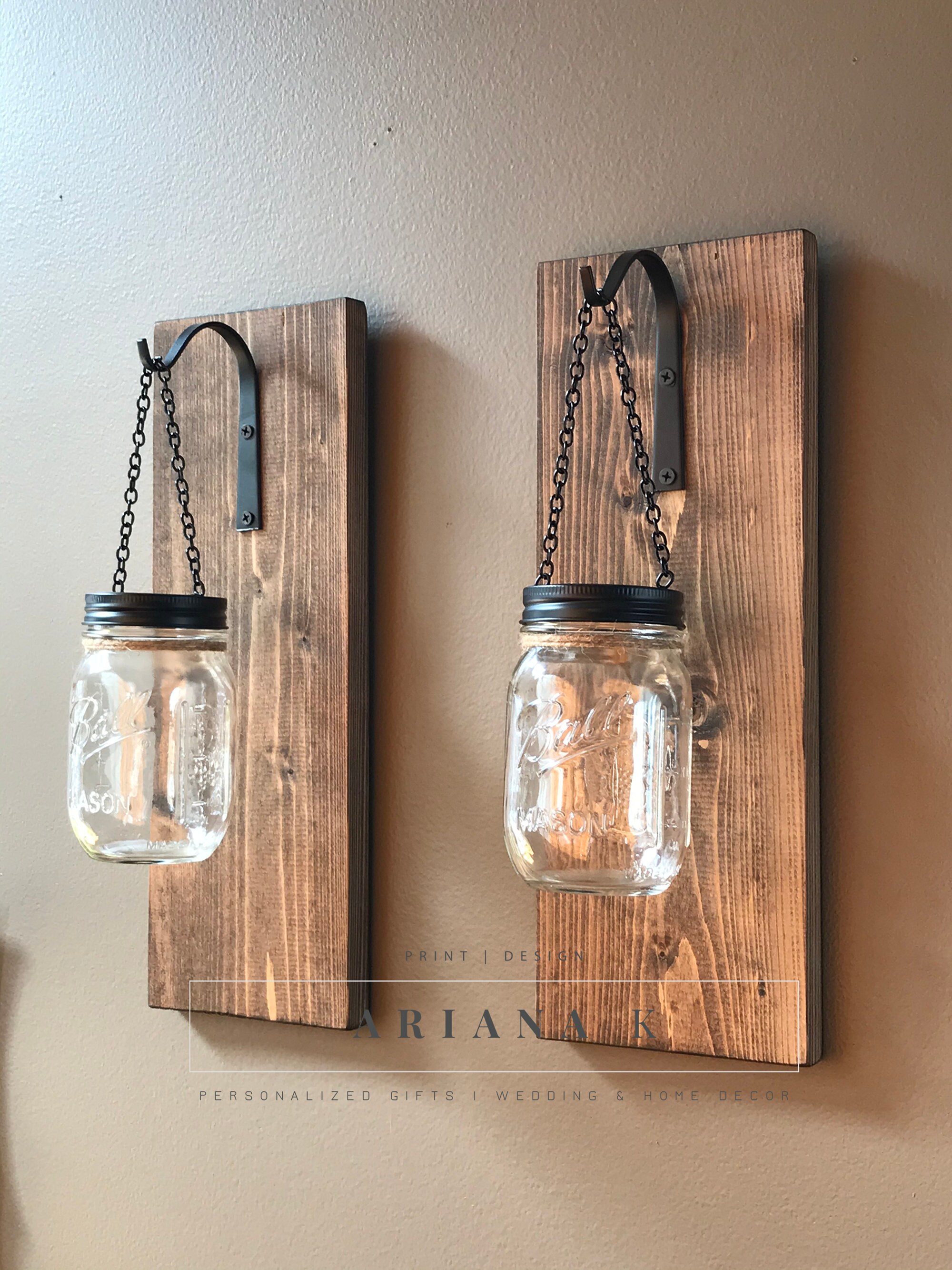 Mason Jar Hanging Planter Home Decor Wall Decor Rustic Etsy