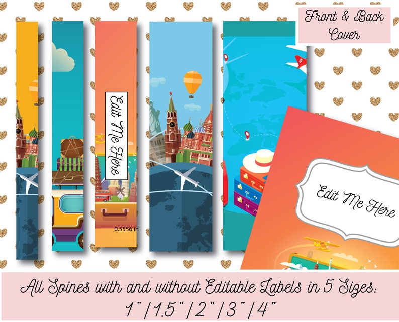 TRAVEL Binder Cover Printable 5 unique designs & spine Etsy