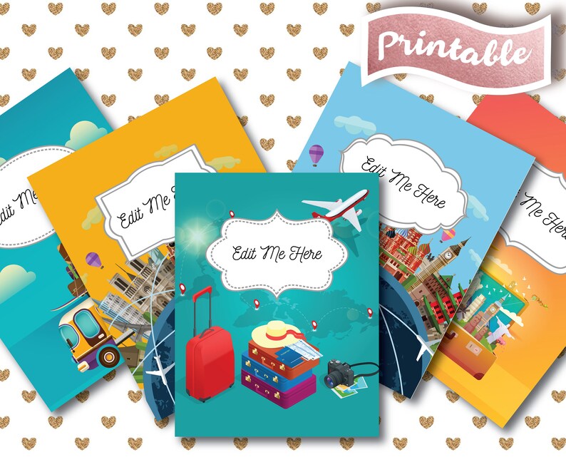 TRAVEL Binder Cover Printable 5 unique designs & spine Etsy