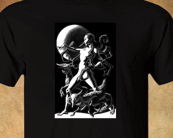 Witchy Woman with Alien Wolves | T-Shirt