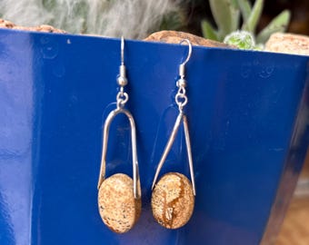 Boho Earrings- Brown Jasper on Twisted Dangle