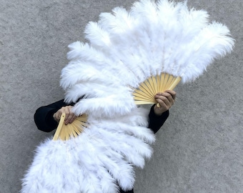 Large Burlesque Dance Ostrich Feather fans 36inchX20inch wedding bridal feather hand fans for bridesmaids feather bouquet