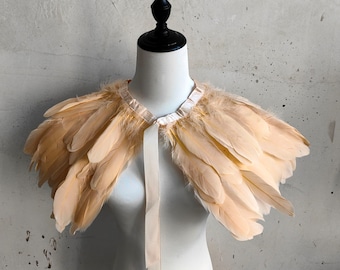 Deluxe blush pink Feather Collar or Cape, Fantasy Feather Collar for Events, Costume, Carnival Cosplay