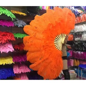 Burlesque fans,Dance Feather Fans,,ostrich feather fans,SIZE:32inchX18inch ,wedding bridal feather hand fans for bridesmaids image 9