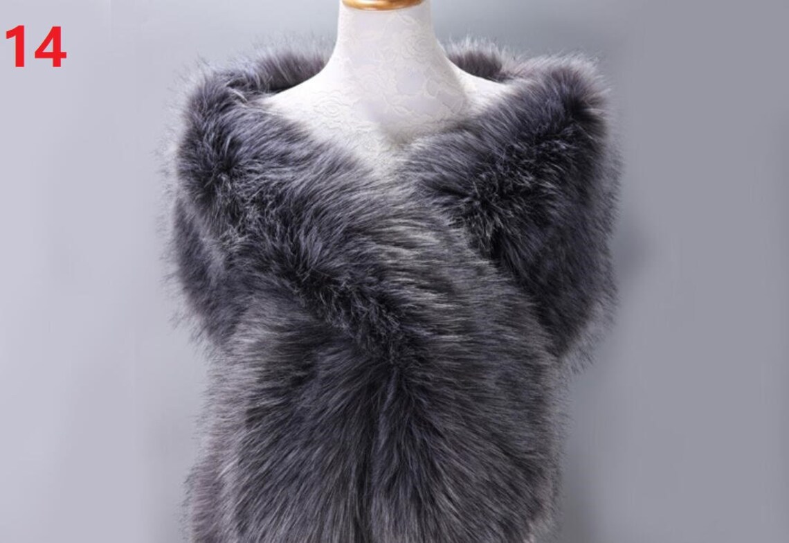 Artificial Fur Brooch Evening Party Wedding Bride Wrap Shawl