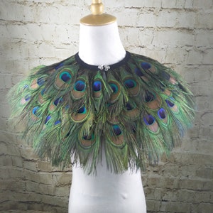 Deluxe Peacock Collar or Cape, Fantasy Feather Collar for Events, Costume, Carnival Cosplay