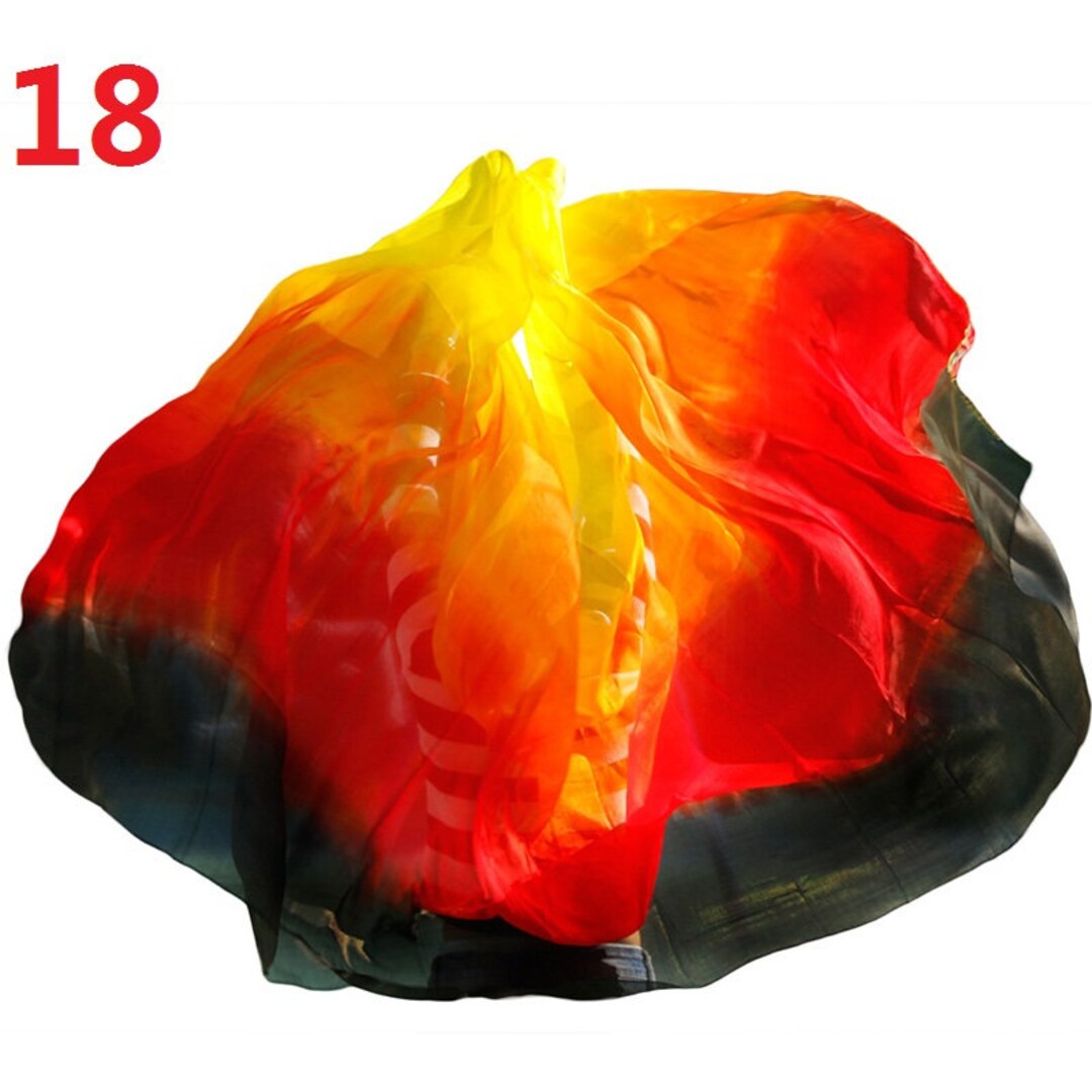 Velo Di Seta Per Danza Del Ventre - 2,5 M, Fatto A Mano, 100% Seta, Orlato A Mano, Donna - Foto 3