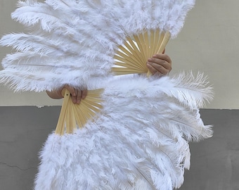Burlesque fans,Dance Feather Fans,,ostrich feather fans,SIZE:32inchX18inch ,wedding bridal feather hand fans for bridesmaids