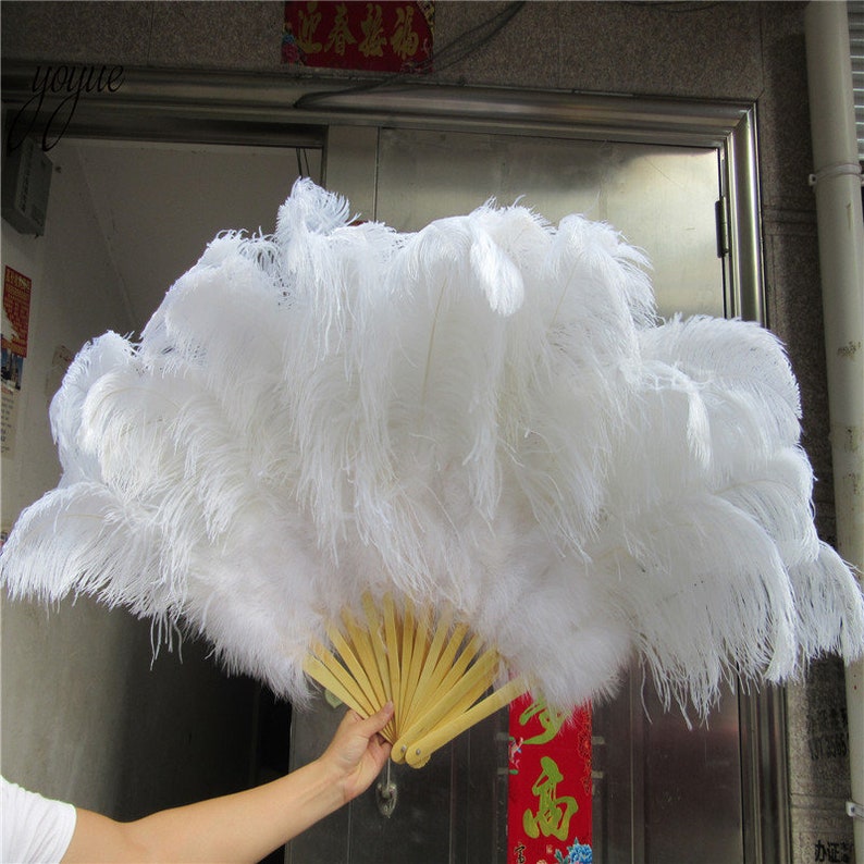 Burlesque fans,Dance Feather Fans,,ostrich feather fans,SIZE:32inchX18inch ,wedding bridal feather hand fans for bridesmaids image 4