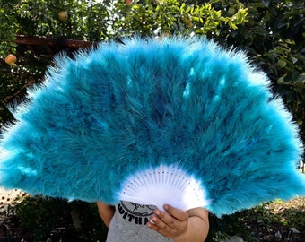 feather Dance Burlesque fans 32inchX18inch wedding bridal feather bouquet for bridesmaids green