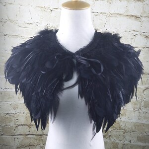 Deluxe Black Feather Collar or Cape, Fantasy Feather Collar for Events, Costume, Carnival Cosplay