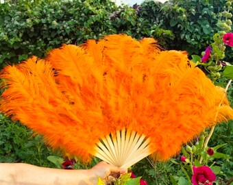 Large ostrich feather Dance Burlesque fans 32inchX18inch wedding bridal feather hand fans for bridesmaids