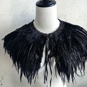 Deluxe Black Feather Collar or Cape, Fantasy Feather Collar for Events, Costume, Carnival Cosplay