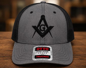 Masonic Square and Compass Trucker Cap: Master Mason Gift