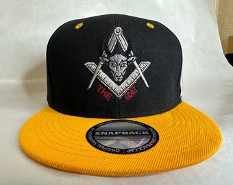The Goat Freemason Square And Compass Masonic Flat Bill Hat or Trucker Hat Snapback
