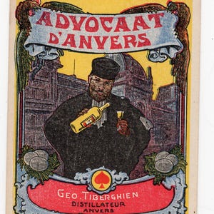 Antike Advocaat D' Anvers Werbepostkarte - Belgien, Belgischer Likör, Flämisch, Brennerei, Vintage, Barpersonal, Breweriana