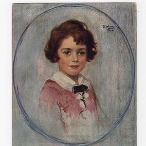 Antik Corneille Max konstvykort, Studienkopf, studiomålning, porträtt, liten pojke med lockigt hår, barndom, tysk mästarbild