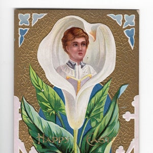 Antico coroboy cartolina di Pasqua, dolce cherubino bambino, biglietto di auguri religioso vintage, inni della Chiesa, Cambridge, Oxford, biglietto religioso