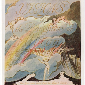 Cartão postal vintage de William Blake - Visões das Filhas de Albion, Museu Britânico, poeta, pintor, artista inglês, movimento romântico