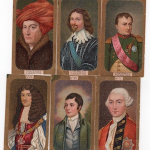 Pacote de cartões de cigarro de retrato de arte antiga - homem elegante, homens, pinturas em miniatura vintage, itens colecionáveis, pequenas obras de arte, convites
