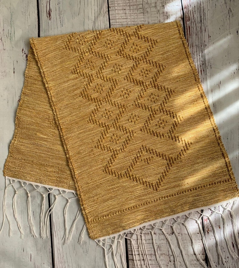 Gold table runner Handmade woven table runner Home decor Etsy
