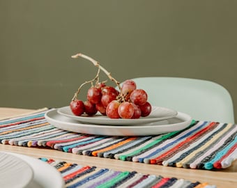 Colorful Boho Placemats Set of 8 Handmade Woven Table Mats Eclectic Dining Decor Farmhouse Kitchen Decor Unique Table Setting