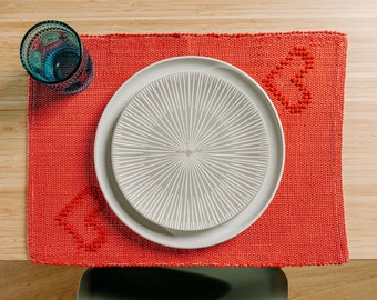 Set of 8 red placemats | Handmade woven placemats | Home decor | Kitchen decor