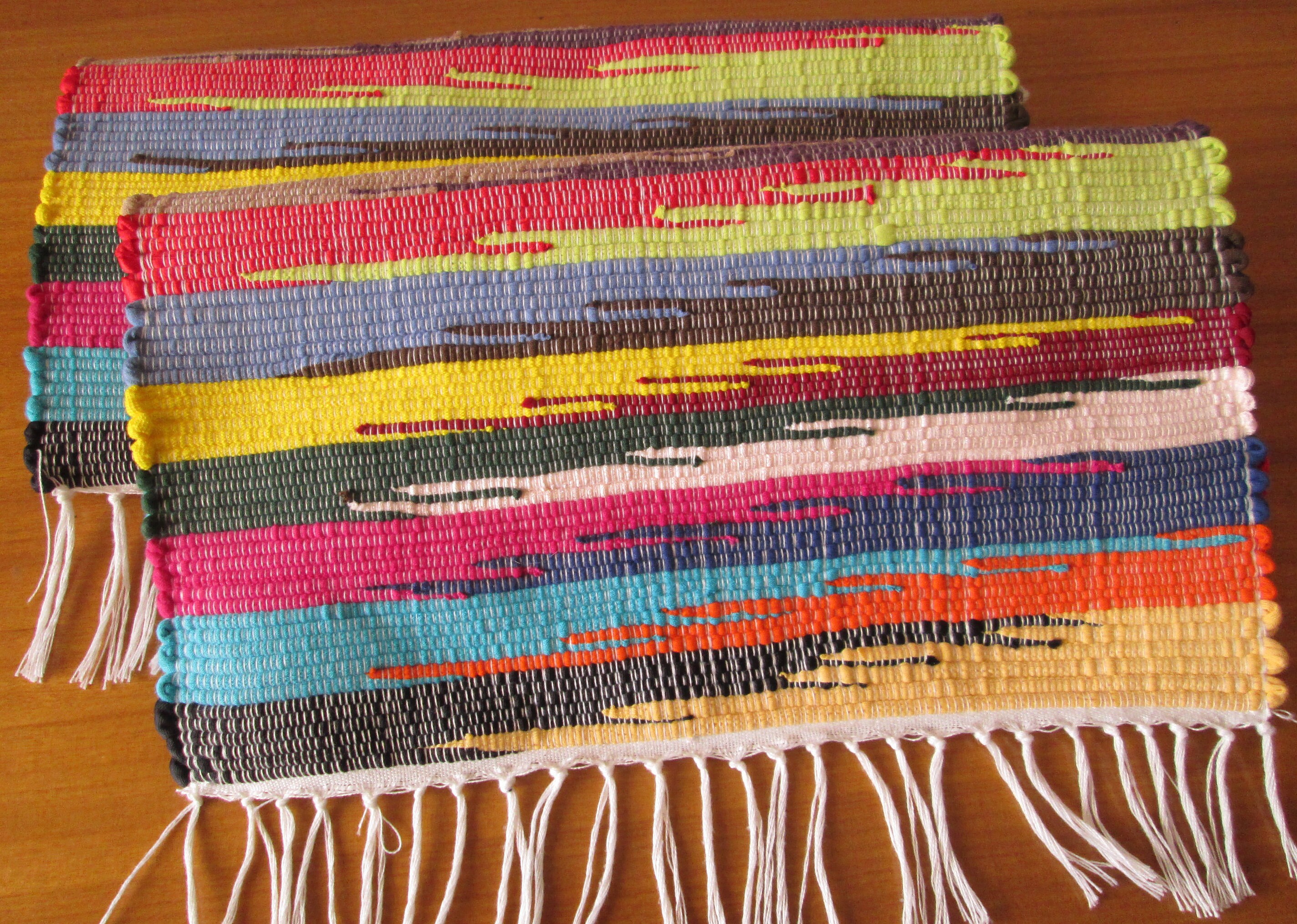 Handmade woven placemats Multicolors placemats Set of 2 Etsy