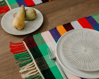 Set of 4 mulitcolor placemats | Handmade woven placemats | Home decor | Kitchen decor | Portuguese handicrafts