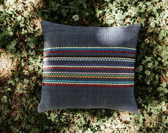Dark blue pillow cover | Handmade woven pillow cover | Deco cushion cover | 18x18 inches Throw Pillow