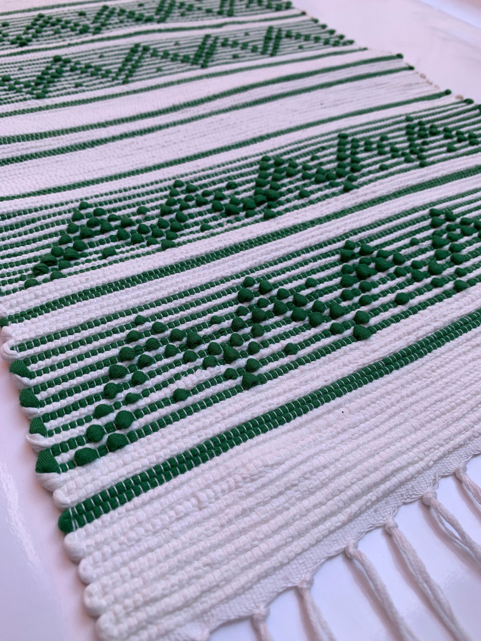 Set of 2 Green and White Placemats Handmade Woven Placemats Etsy