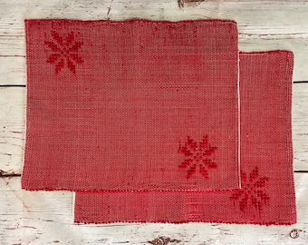 Red placemats | Handmade woven placemats | Home decor | Kitchen decor