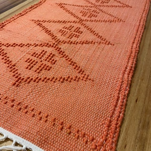 Handmade woven table runner Orange table runner Home decor Kitchen decor image 2