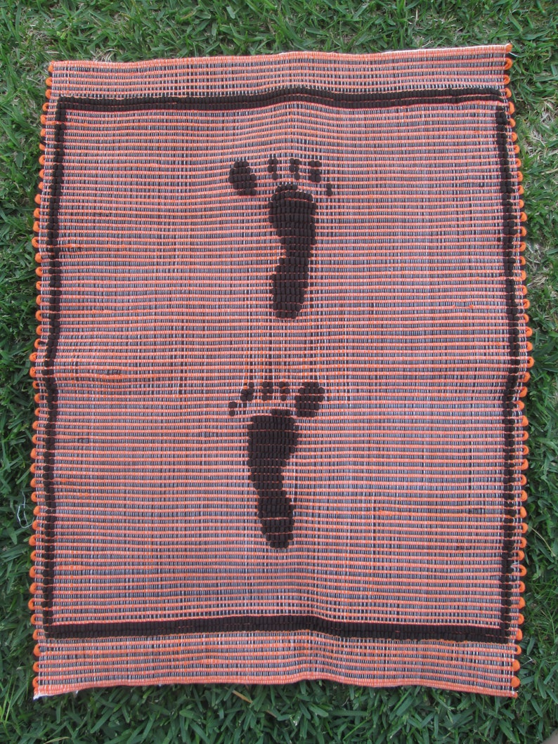 Brown and Orange Bathroom Rug Handmade Woven Bath Rug Etsy