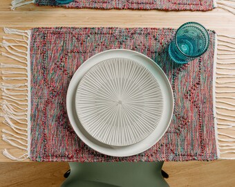 2 rainbow placemats | Handmade woven placemats | Home decor | Kitchen decor