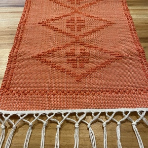 Handmade woven table runner Orange table runner Home decor Kitchen decor image 3