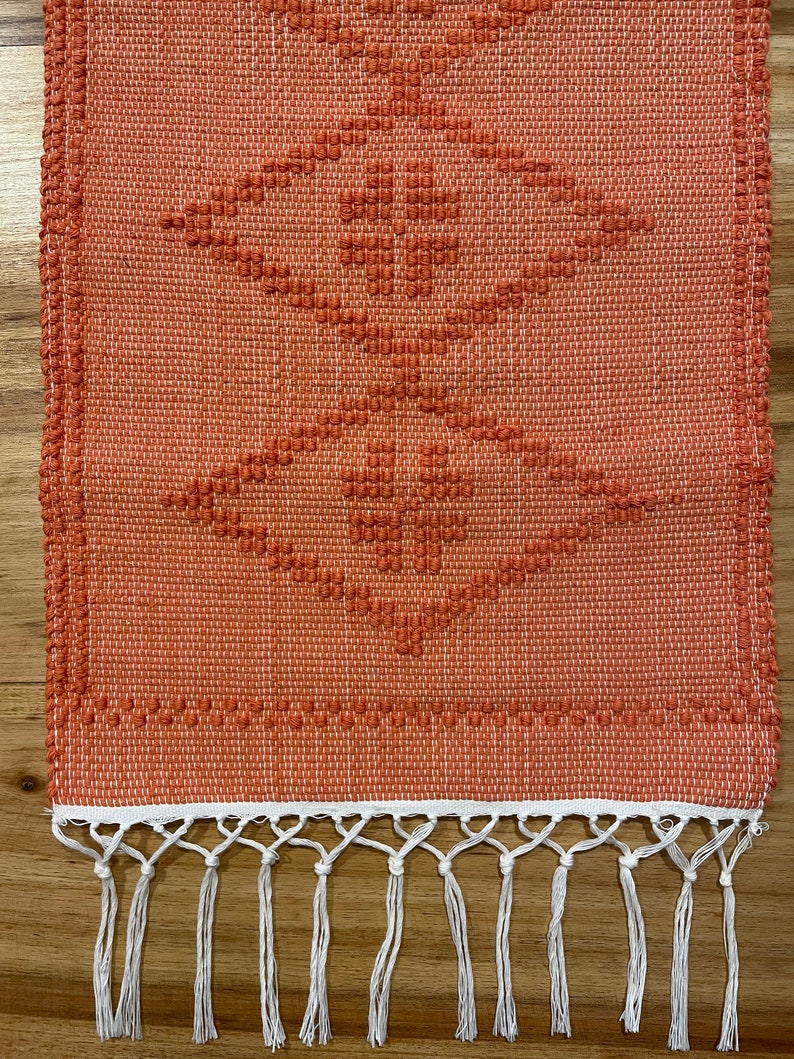 Handmade woven table runner Orange table runner Home decor Kitchen decor image 4