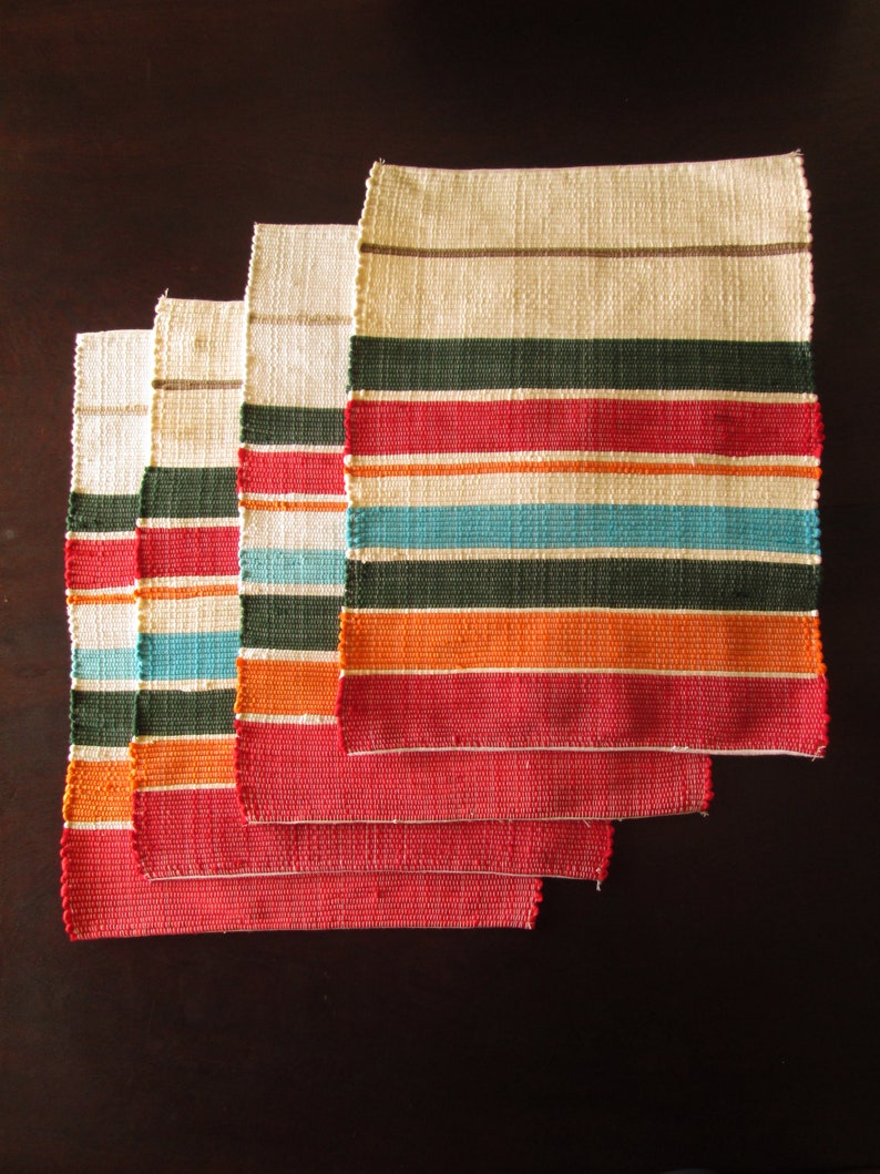 Set of 4 Multicolors Placemats Handmade Woven Placemats Etsy