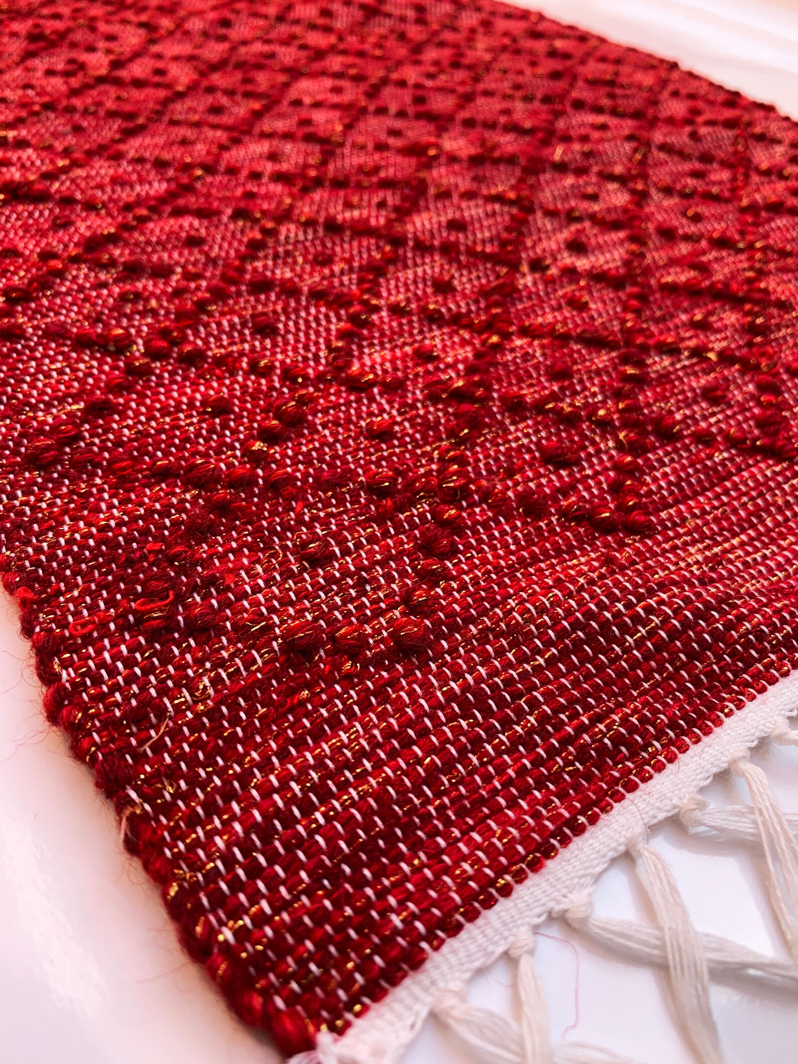 Red Table Runner Handmade Woven Table Runner Home Decor Etsy