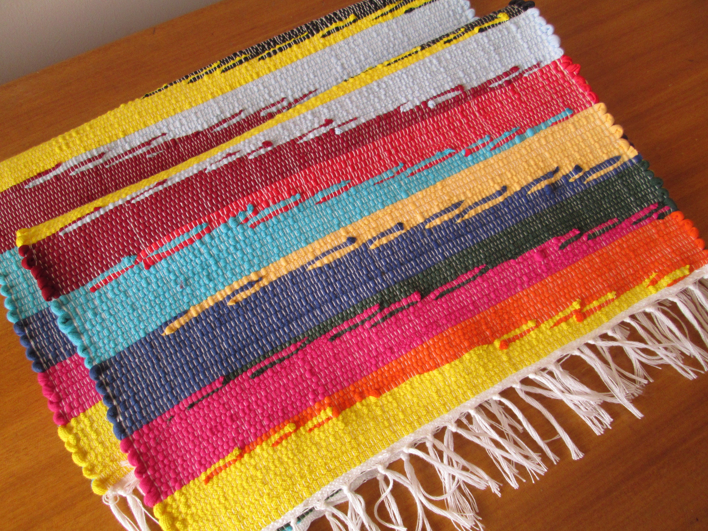 Handmade woven placemats Multicolors placemats Set of 2 Etsy